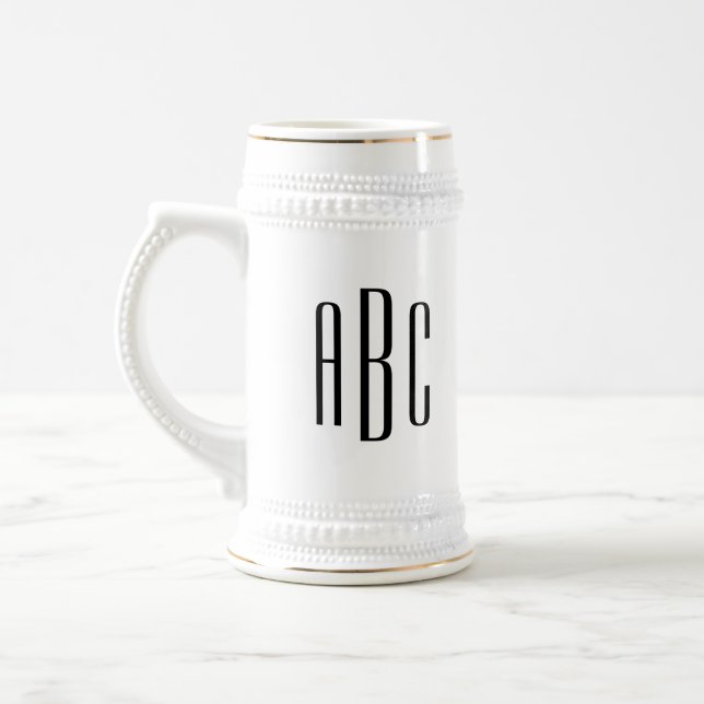 Modern Black Simple Three Letter Monogram Bierglas (Links)