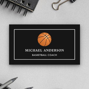 Modern Black Sports Beruflich Basketball Coach Visitenkarte