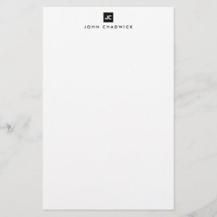 Modern Black Square Bold Two Monogram Minimalistis Briefpapier