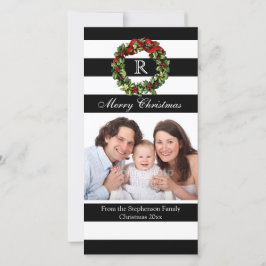 Modern Black Strip Monogram Kranz Weihnachten