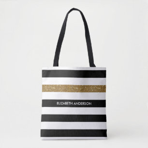 Modern Black Stripes IMITATE Gold Glitz und Name