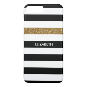 Modern Black Stripes IMITATE Gold Glitz und Name Case-Mate iPhone Hülle