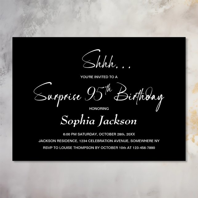 Modern Black Surprise 95. Geburtstagsparty Einladung (Von Creator hochgeladen)