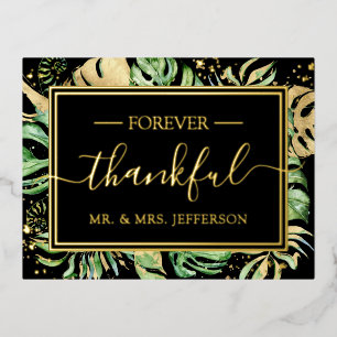 Modern Black Tropical Wedding Mr. & Mrs. Folie Einladungspostkarte