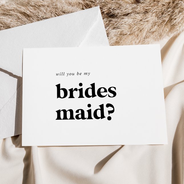Modern Black Typografy Bridesmaid Vorschlag Card Einladung (Von Creator hochgeladen)