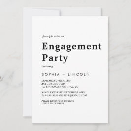 Modern Black Typografy Engagement Party Einladung