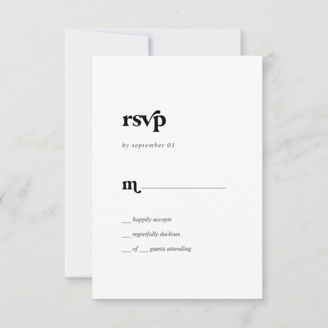 Modern Black Typografy Simple RSVP Card (Vorderseite)