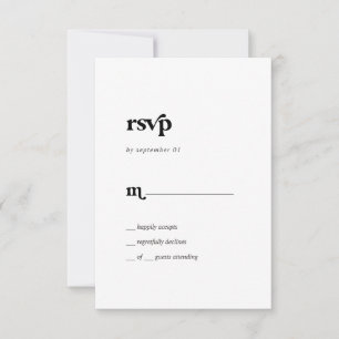 Modern Black Typografy Simple RSVP Card Karte