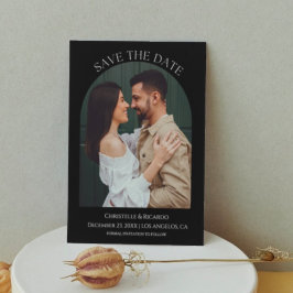 Modern Black Wedding Monogram Save the Date