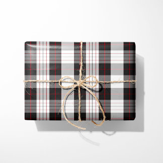 Modern Black White and Red Plaid Wrapping Paper Geschenkpapier
