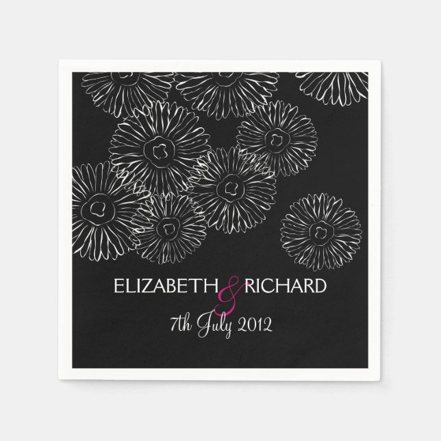 Modern Black White Boho Chic Daisy Wedding  Serviette (Vorderseite)