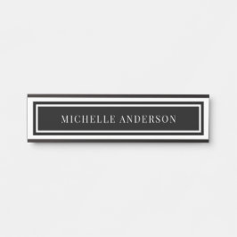 Modern Black & White Chic Double Boarder Elegant  Türschild