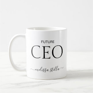 Modern Black & White Future CEO Name | Girly Gift Kaffeetasse
