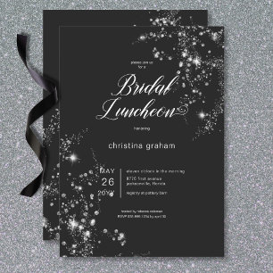 Modern Black & White Glam Diamonds Bridal Luncheon Einladung