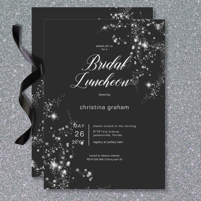 Modern Black & White Glam Diamonds Bridal Luncheon Einladung (Modern Black & White Glam Diamonds Bridal Luncheon Invitation)