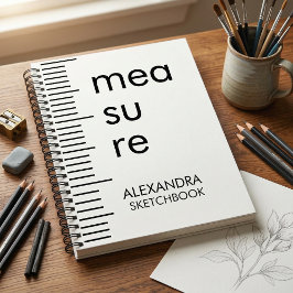 Modern Black White Measure Typography Sketchbook Notizbuch