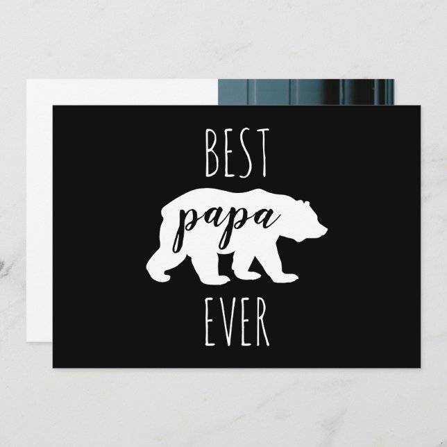 Modern Black & White Papa Bear Karte (Vorne/Hinten)