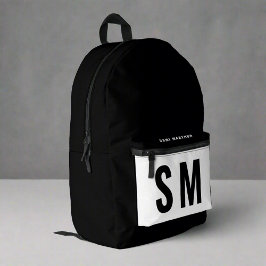 Modern Black & White Player Sportbote Monogram Bedruckter Rucksack
