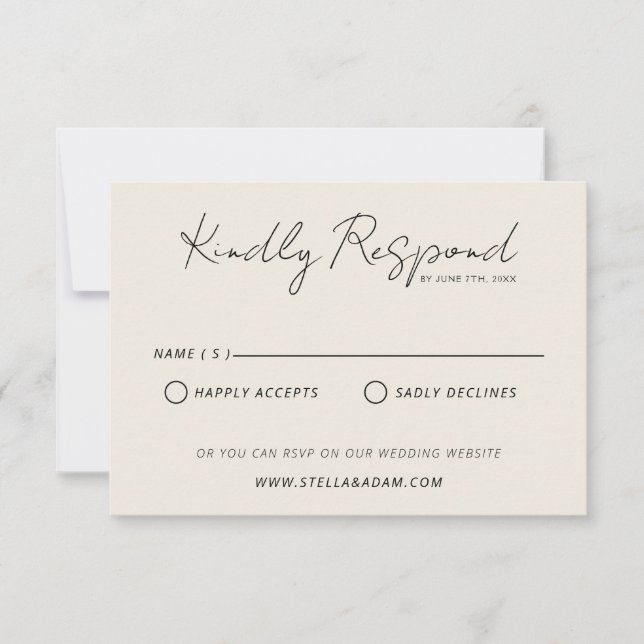 Modern Black & White Retro Fun Minimalist Wedding RSVP Karte (Vorderseite)