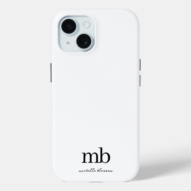 Modern Black White Trendy Script Initial Monogram Case-Mate iPhone Hülle (Rückseite)