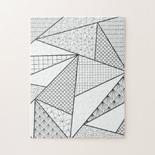 Modern Black White Triangles Geometric Pattern Puzzle