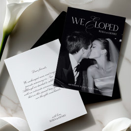 Modern Black & White We Eloped Wedding Ankündigung