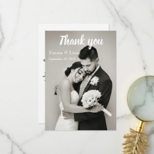 Modern Black & White Wedding Dankeschön Card Dankeskarte