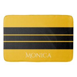  modern black &yellow  monogram name badematte