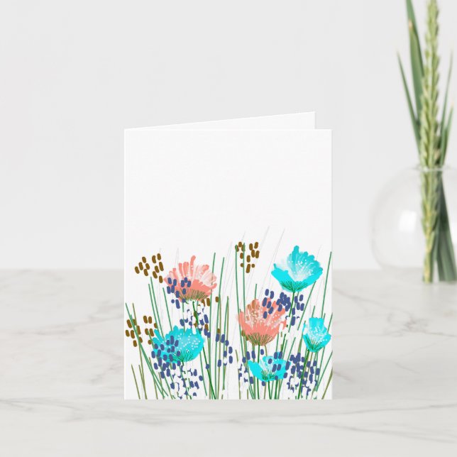Modern Blank Botanical Note Card Stationery Dankeskarte (Vorderseite)