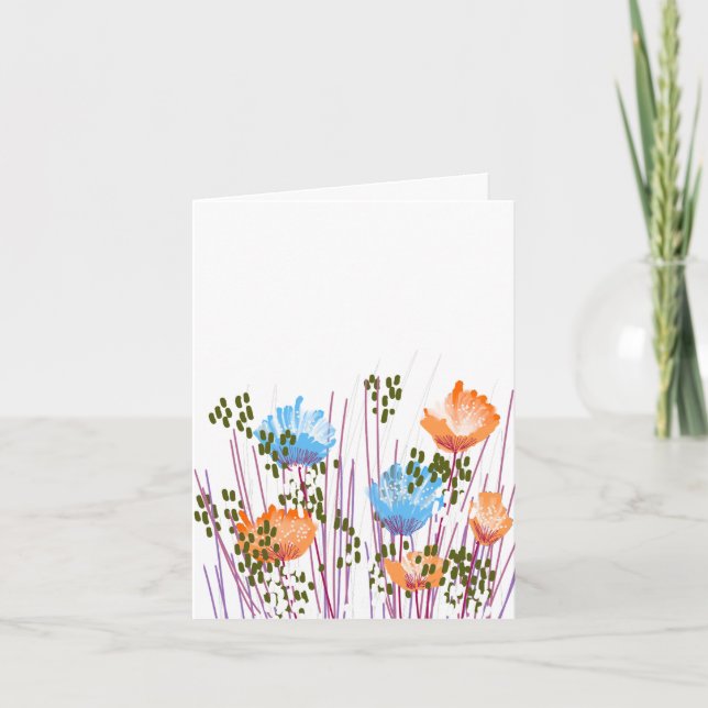 Modern Blank Botanical Note Card Stationery Dankeskarte (Vorderseite)