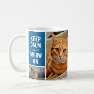 Modern blau Behalten Ruhe auf Katze 7 Foto Collage Kaffeetasse