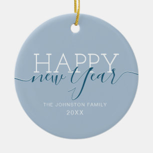 Modern blau Frohes neues Jahr Keramik Ornament