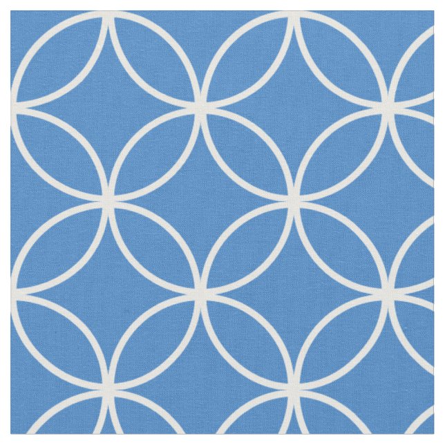 Modern Blau-Weiß-Kreislauf-Muster Diamond Stoff (Nahaufnahme)