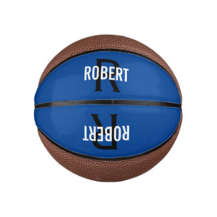 Modern blauer Monogramm-Name Basketball
