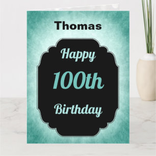 Modern blauer Name 100. Geburtstag Karte
