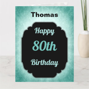 Modern blauer Name 80. Geburtstag Karte