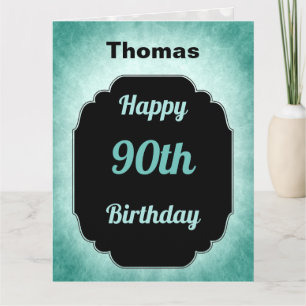 Modern blauer Name 90. Geburtstag Karte
