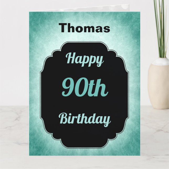 Modern blauer Name 90. Geburtstag Karte (Vorderseite)