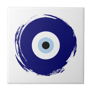 Modern Blaues Böse-Augen-Symbol für Glück und Schu Fliese
