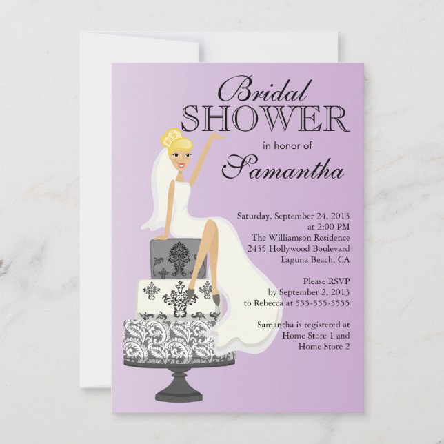 Modern Blonde Bride Bridal Dusche Einladung (Vorderseite)