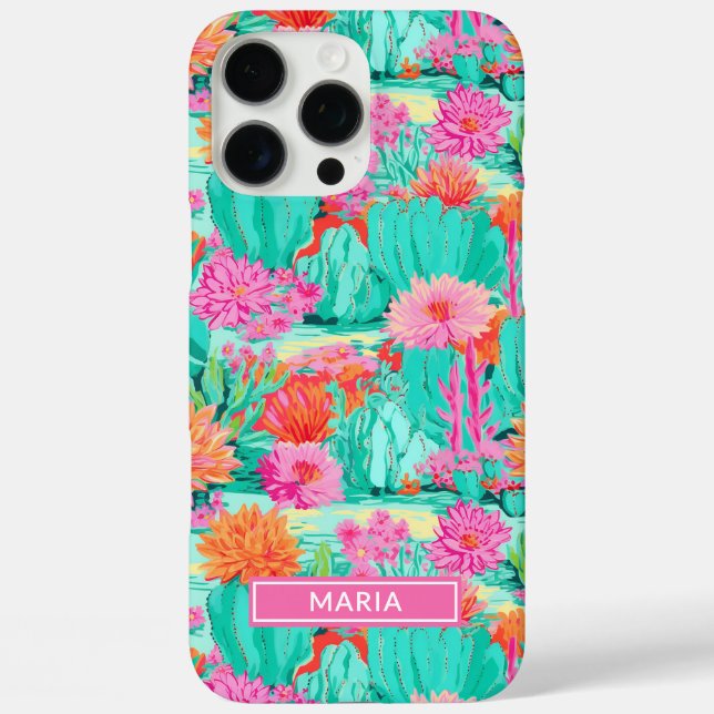 Modern Blooming Cacti Personalized Case-Mate iPhone Hülle (Rückseite)