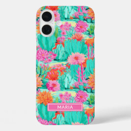 Modern Blooming Cacti Personalized iPhone 16 Plus Hülle