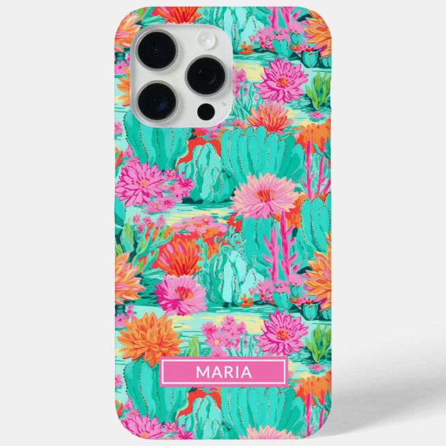 Modern Blooming Cacti Personalized Case-Mate iPhone Hülle (Rückseite)