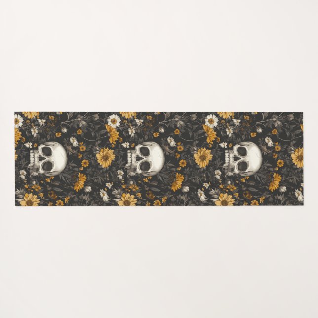 Modern Blossom Skull – Yogamatte mit Stil (Rückseite (Horizontal))