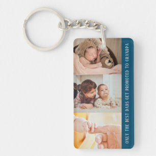 Modern Blue 3 Foto Collage für Opa Schlüsselanhänger