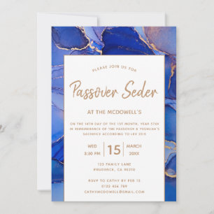 Modern Blue Abstrakt Passover Seder Einladung