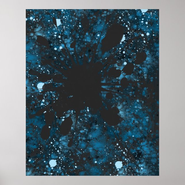 Modern Blue Abstrakt Poster (Vorne)