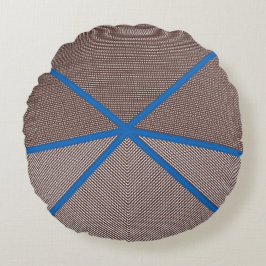 Modern Blue and Brown Geometric Round Pillow Rundes Kissen