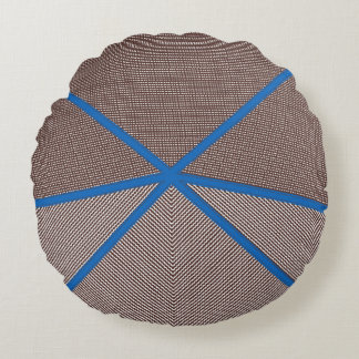 Modern Blue and Brown Geometric Round Pillow  Rundes Kissen