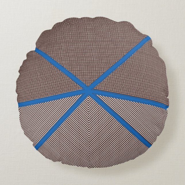 Modern Blue and Brown Geometric Round Pillow  Rundes Kissen (Vorderseite)